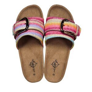 Sole Mates 10 Women Sandal Buckle Multicolor Flip Flop Open Toe